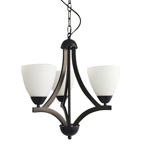 ROXBY 3 LIGHT PENDANT BLACK / OPAL MATT