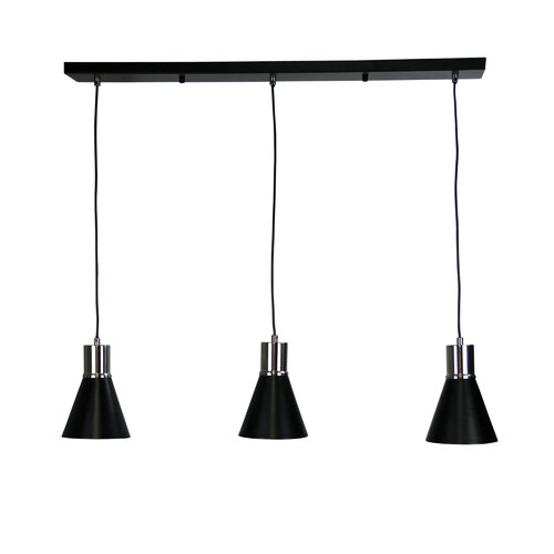 COMO 3 LIGHT BRUSHED CHR & BLACK PENDANT