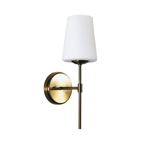 KINBURY WALL LIGHT SATIN BRASS WITH OPAL MATT GLASS