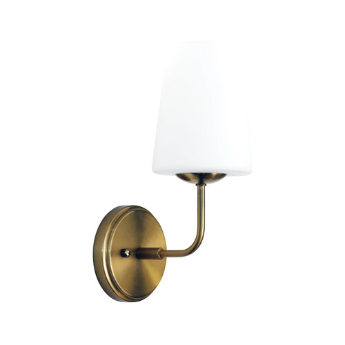 HOPLEY WALL LIGHT SATIN BRASS WITH OPAL MATT GLASS