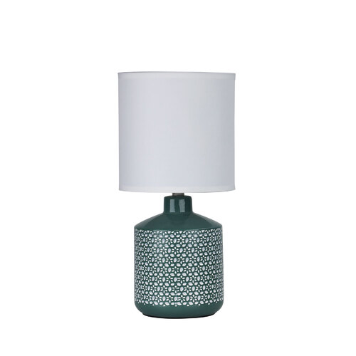 CELIA TABLE LAMP GREEN w/ WHITE SHADE