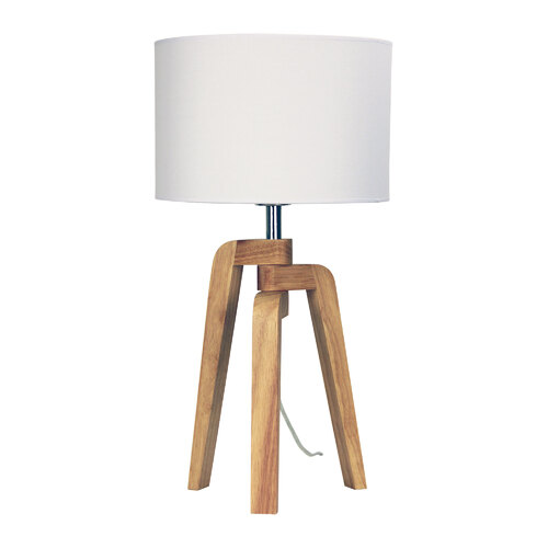 LUND TIMBER TABLE LAMP w/ WHITE COTTON SHADE