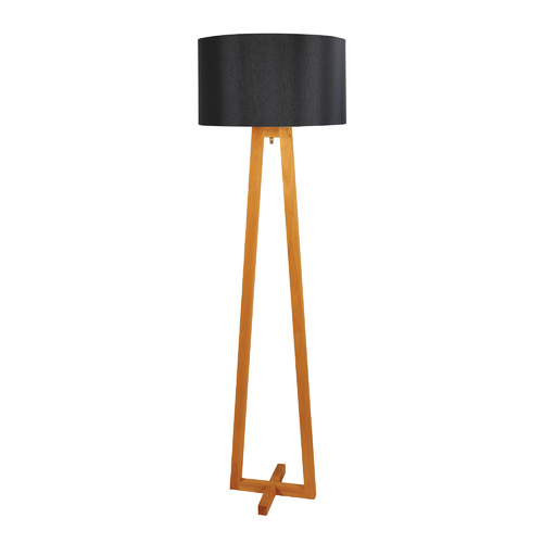 EDRA FLOOR LAMP TIMBER w/ BLACK COTTON SHADE