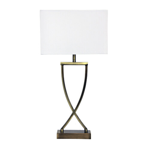 CHI TABLE LAMP ANTIQUE BRASS COMPLETE w/SHADE