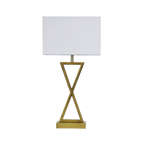 KIZZ TABLE LAMP ANTIQUE BRASS COMPLETE w/SHADE