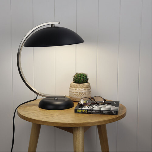 DECO TABLE LAMP BLACK & BRUSHED CHROME