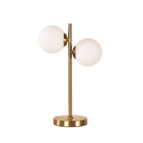 VALCROSS TWIN TABLE LAMP SATIN BRASS/OPAL