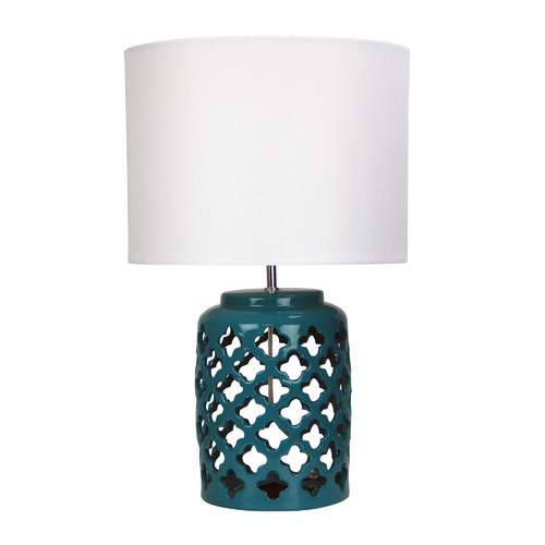 CASBAH TEAL CERAMIC COMPLETE TABLE LAMP