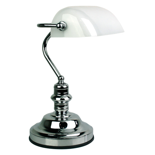 BANKERS LAMP TOUCH CHROME / GLOSS OPAL ON-OFF
