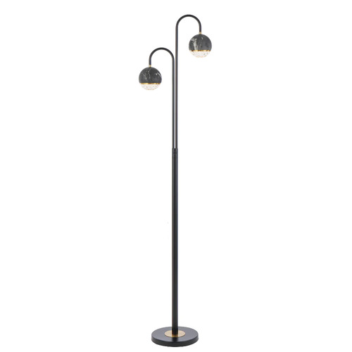ONETA 2 FLOOR LAMP 2x6wG9 L:315 W:23 H:1550 BLACK MATT/BLACK MARBLE LOOK