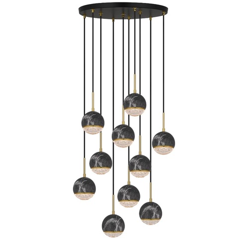 ONETA 10 PENDANT 10*6wG9max not incl D110cab:3m BLACK MARBLE LOOK / CLEAR