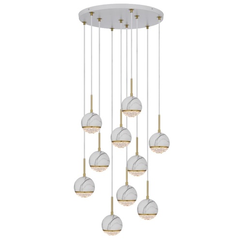 ONETA 10 PENDANT 10*6wG9max not incl D110cab:3m WHITE MARBLE LOOK / CLEAR
