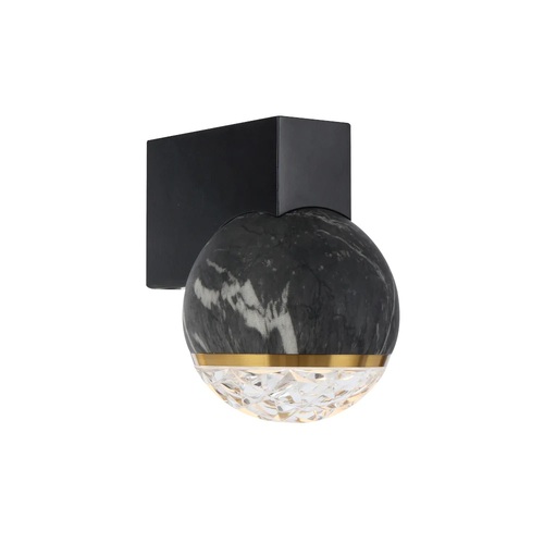 ONETA 1 WALL LAMP 6wG9max not inc L110 H140 P150 BLCK/ BLCK MARBLE LOOK / CLEAR