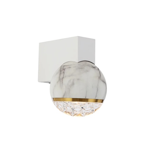 ONETA 1 WALL LAMP 6wG9max not inc L110 H140 P150 WHTE/ WHTE MARBLE LOOK / CLEAR