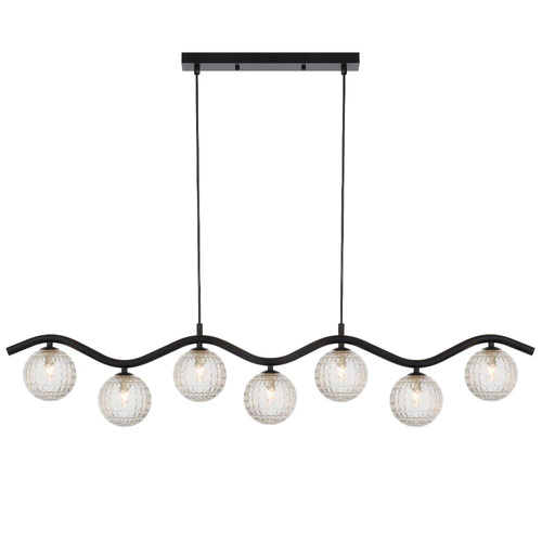 ORTON 7LT PENDANT 7x6wG9max KIT L1150 W120 H200 CAB2m BLACK /  CLEAR PRISM PATTERN