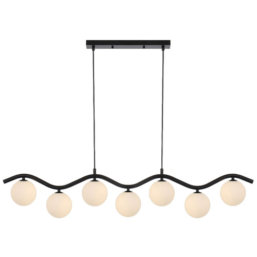 ORTON 7LT PENDANT 7x6wG9max KIT L1150 W120 H200 CAB2m BLACK / OPAL MATT