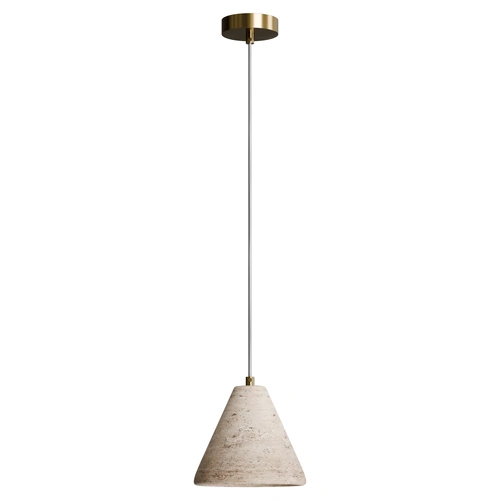 Orville Natural Travertine 200mm E27 Pendant Brass - IP20