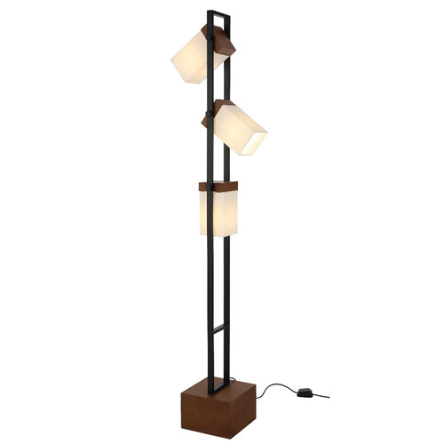 OSADA 3LT FLOOR LAMP 3x25we27max L:250 W:250 H:1800 FOOT SWTCH BLACK/WALNUT/IVORY