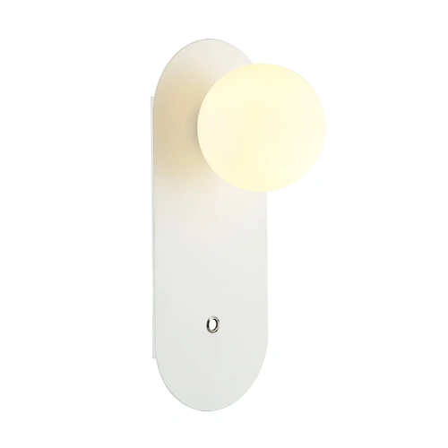 Wall Int S/M G9 Round Opal Diffuser w/ Oblong Wh Base w/Switch