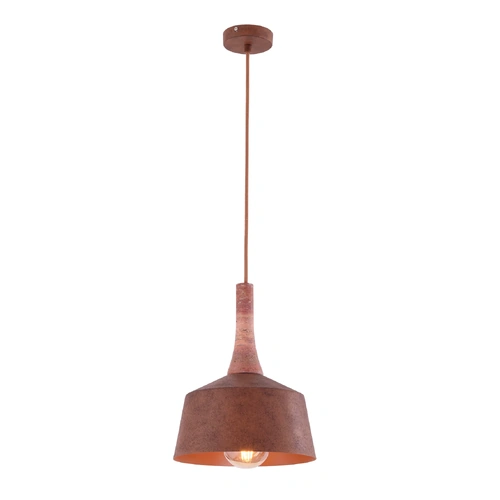 PENDANT ES Rustic Brown w/Travertine Highlight Small ANGLED DOME OD270mm