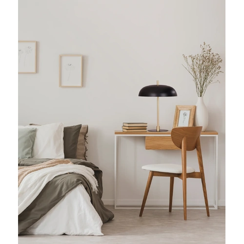 TABLE ES Aluminium BLK Shade & Flat BLK Base w/Brass Rod OD(Shade ) 380mm