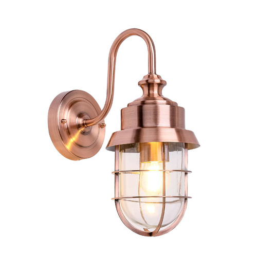 Wall S/M ES Cylinder SS304 Electroplated Copper & Brush Glass IP44 w/cage