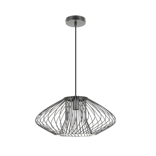 PENDANT ES 60W Oval Cage Matt Blk Sml Iron OD440mm