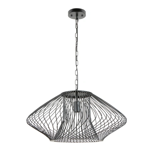 PENDANT ES 60W Oval Cage Matt Blk Large Iron OD600mm