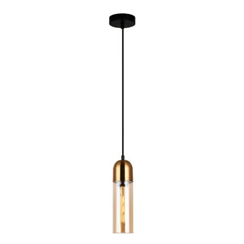 PENDANT ES Amber Glass Antique Brass Rnd Top CYLINDER OD80mm