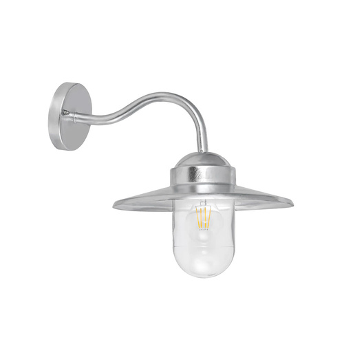 WALL S/M ES Sun Hat Galvanized  Alum IP44 Clr Glass Diff