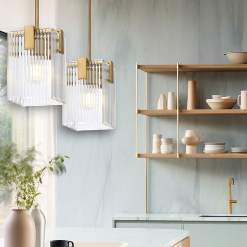 PELION 1 LT PENDANT 25wE27max L180 W180 H250 rod (2*600+ 1*300) ANT GOLD / CLEAR GLASS
