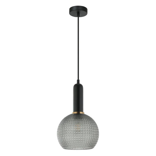 PENDANT ES OD200mm H320mm Wine Glass Smokey BLK Segmented Glass