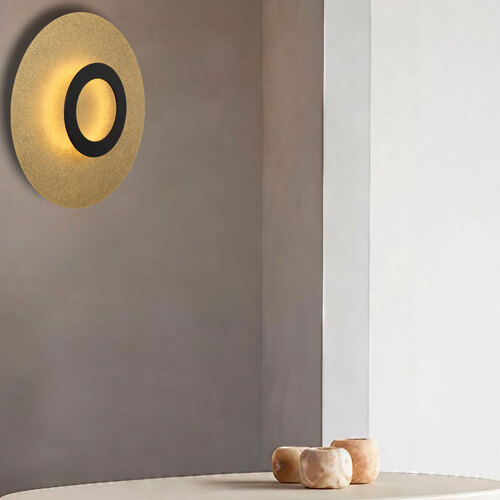 PELZER 60 WALL LIGHT 24wLED 3000K D:600 P:100 IP20 NON-DIM 8865Lm BLACK / GOLD