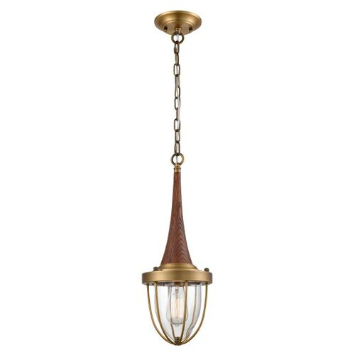 PENDANT ES Satin Brass & Dark Wood CAGE OD180mm