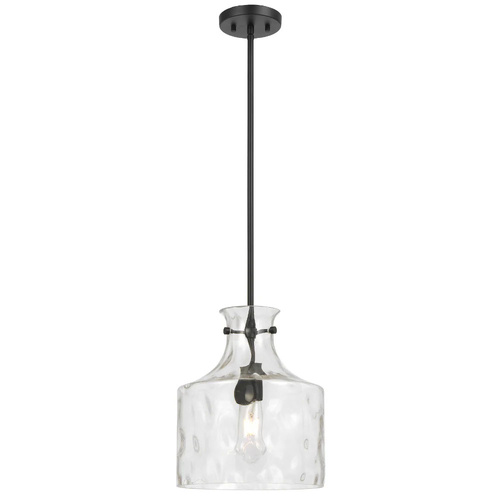 PERRON 1LT PENDANT 25wE27max D:280 H:330 ROD 1.5m BLACK MATT/ CLEAR WATER STREAK