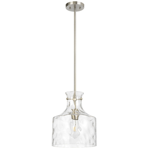 PERRON 1LT PENDANT 25wE27max D:280 H:330 ROD 1.5m NICKEL MATT/CLEAR WATER STREAK