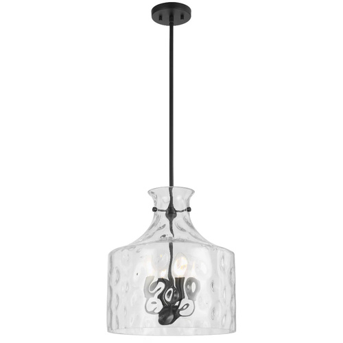 PERRON 4LT PENDANT 4x25wE14max D:380 H:420 ROD 1.5m BLACK MATT/ CLEAR WATER STREAK