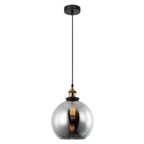 PENDANT ES 40W Black Smoke Wine Glass Antique Brass Highlight