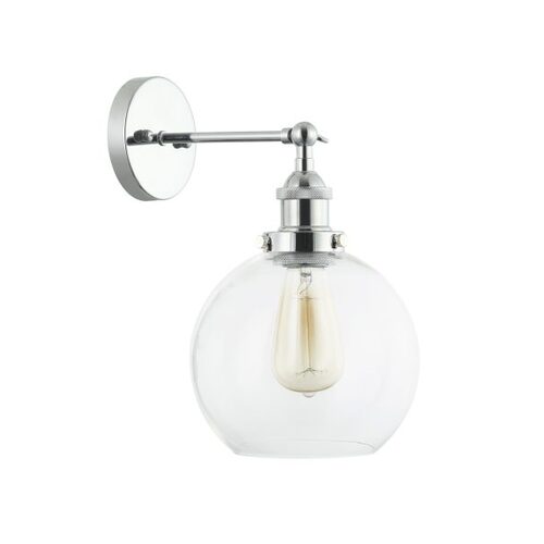 WALL Int S/M ES Clear Wine Glass With Chrome Bracket