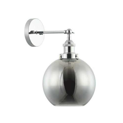 WALL Int S/M ES Black Smoke Wine Glass With Chrome Bracket