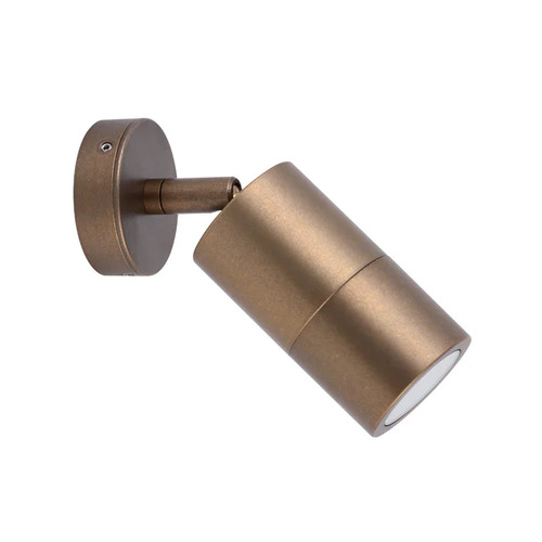 PILLAR S/ADJ GU10 Solid Aged Brass IP65 RND B/Plate