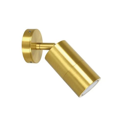 PILLAR S/ADJ GU10 Solid Polished Brass IP65 RND B/Plate