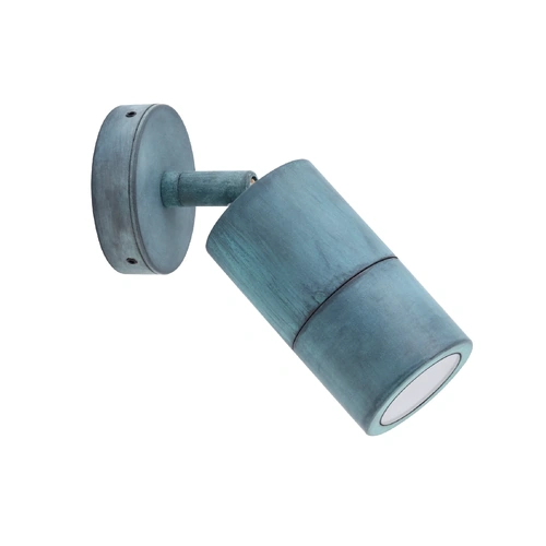 PILLAR S/ADJ GU10 Green Patina Finish Solid Brass IP65 RND B/Plate