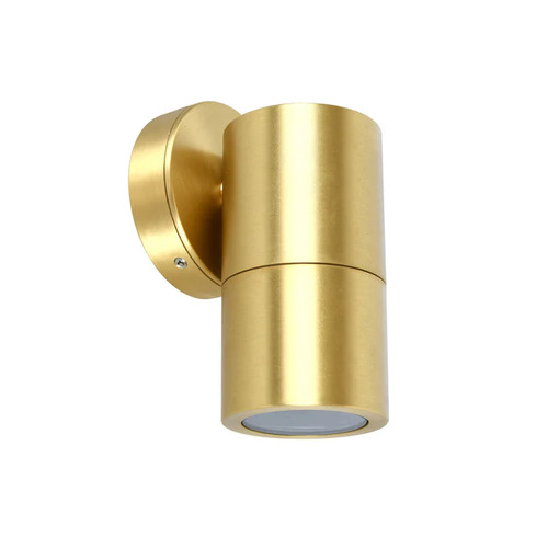 PILLAR FIXED GU10 Solid Polished Brass IP65 RND B/Plate