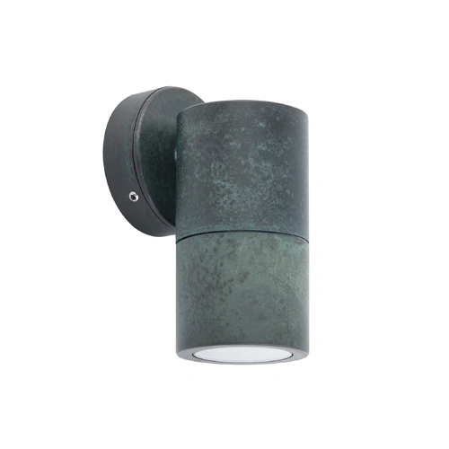 PILLAR FIXED GU10 Green Patina Finish Solid Brass IP65 RND B/Plate