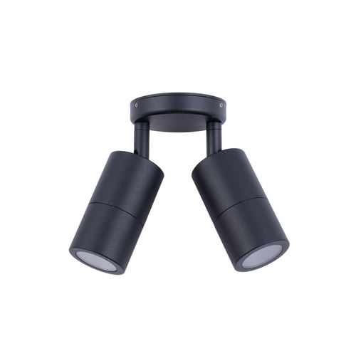 PILLAR D/ADJ GU10 Blk IP65 RND B/Plate