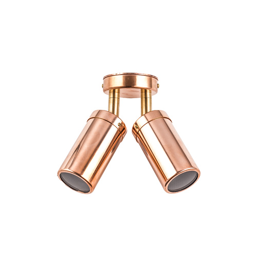 PILLAR D/ADJ GU10 Cop IP54 RND B/Plate Brass Knuckle A/Glare