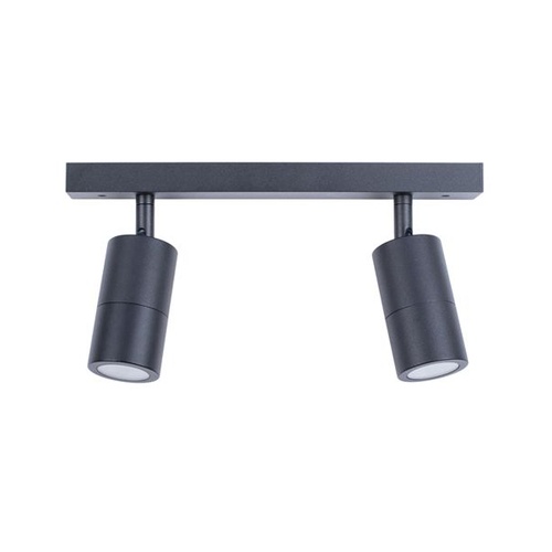 PILLAR D/ADJ GU10 Blk IP44 RECT BAR B/Plate