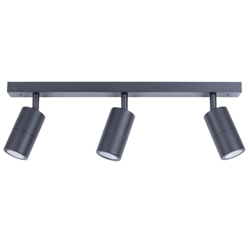 PILLAR ADJ 3 Light GU10 Blk IP44 RECT BAR B/Plate