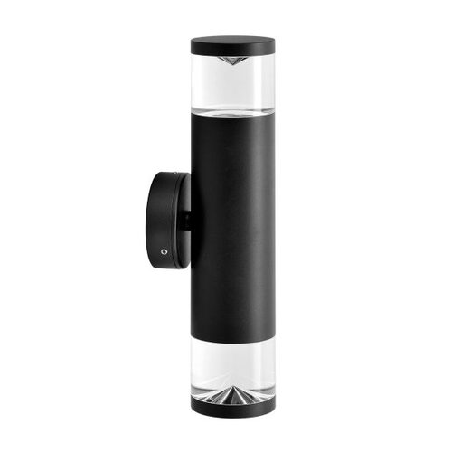 PILLAR Up/Dn 12V MR16 Blk IP65 RND B/Plate A/Glare 2 Glass